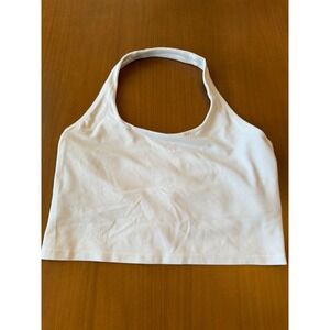 Athleta White Halter Crop Top Athletic Activewear Workout Gym Sleeveless